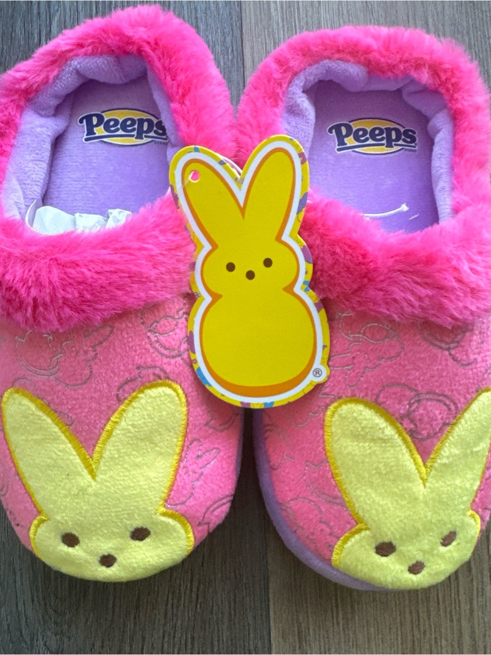 Peeps Kids Pink & Yellow Bunny Slippers